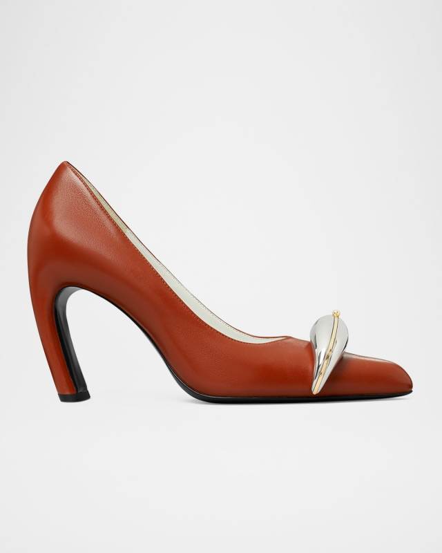 Pierced Leather 90 mm Pumps